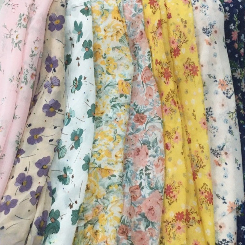 Summer Clothing Material - 2/3m bloemenprint chiffon stof voor zomerjurken