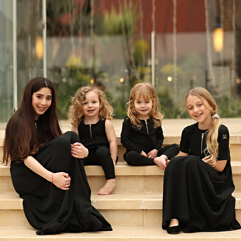 Summer Dresses Yours Clothing - Zomer Zwarte Geribbelde Familie Matchende Kleding