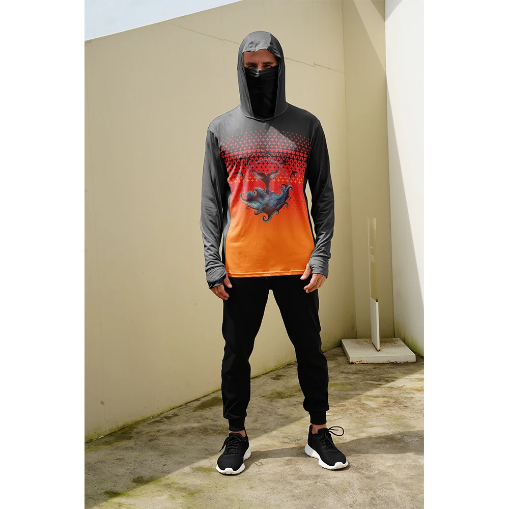 Summer Upf Clothing - Visserijshirts Heren Zonbescherming Hoodie Masker Alles-in-één