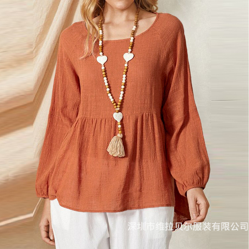 Summer Clothing Brands For Women - Los katoenen linnen damesshirt met lange