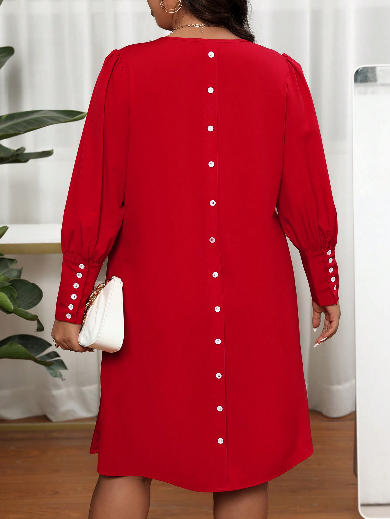 Summer Clothing Colors - Damesjurk met V-hals en lantaarnmouwen, losse,