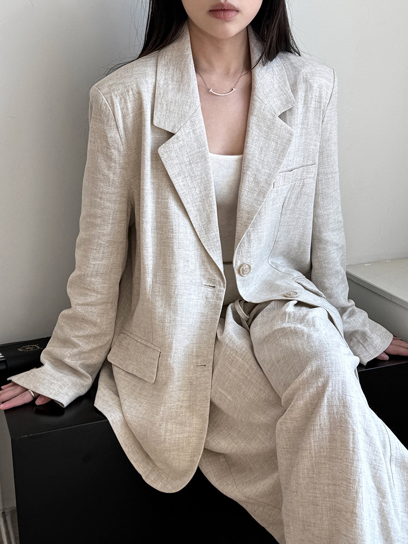 Summer Clothing Material - Herfst high-end linnen materiaal blazer jasje