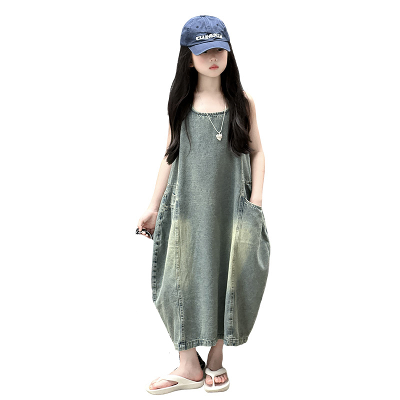 Summer Dresses Yours Clothing - Vintage blauwe kinderen meisjes hoge kwaliteit
