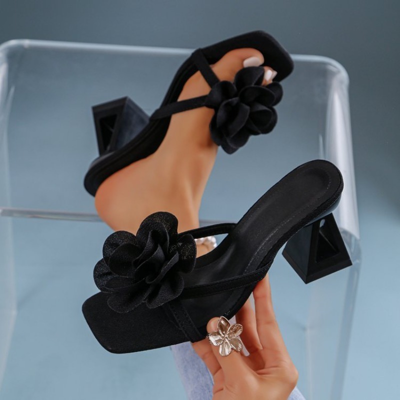 Summer Clothing Collection - Womens 3D Bloem Decor Sandalen Driehoekige