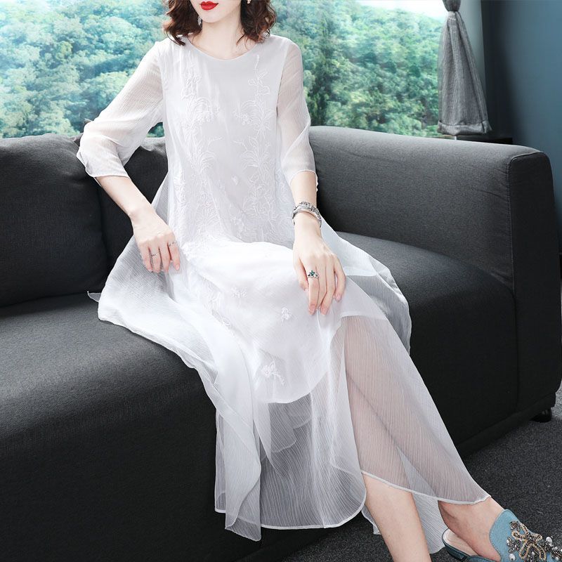 Elegante O-hals gesplitste gaa - Summer Gauze Clothing recensie en prijs