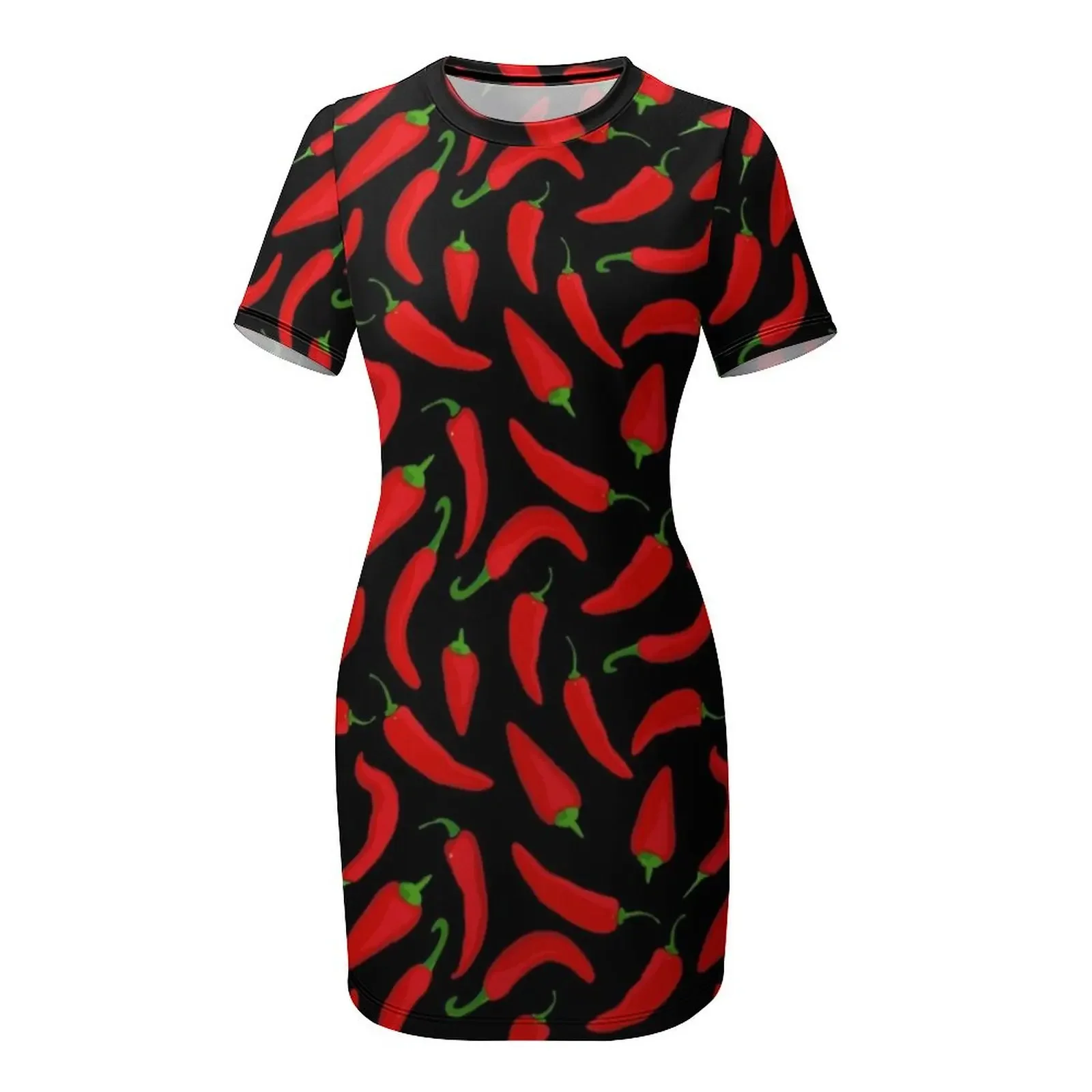 Rood chilipeperpatroon op zwar - Summer Clothing Online recensie en prijs