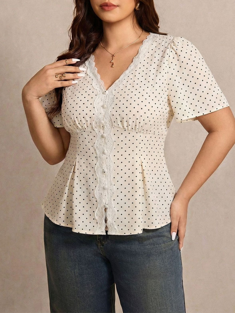 GIBSIE Plus Size Polka Dot Con - Summer Upf Clothing recensie en prijs