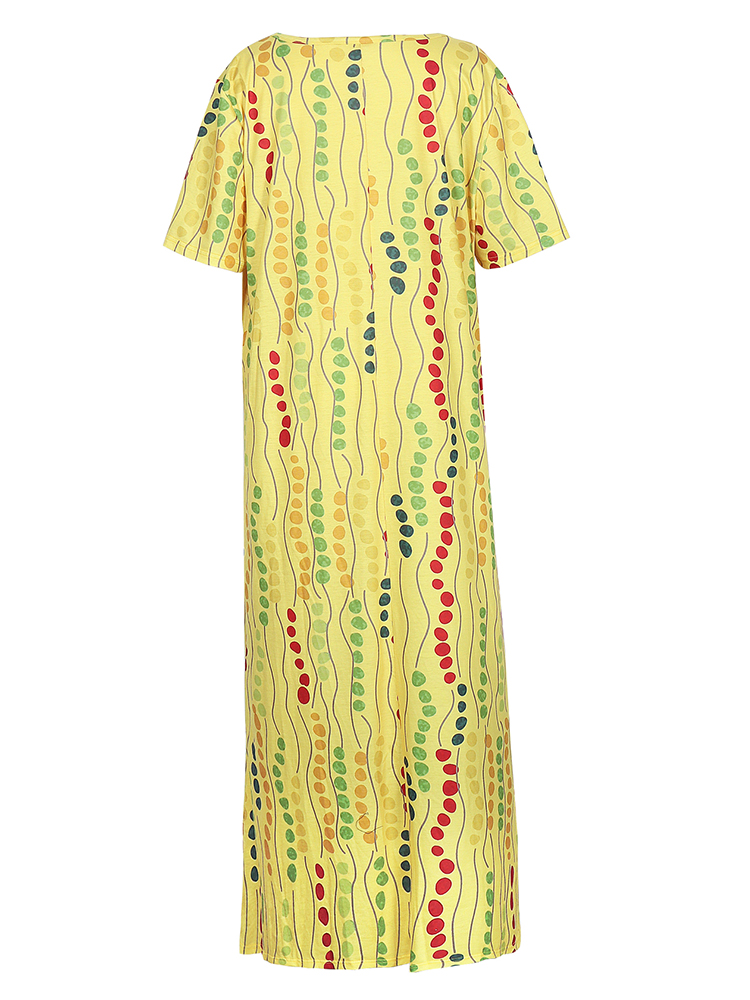 Plus size gele midi-jurk met p - Summer Upf Clothing recensie en prijs